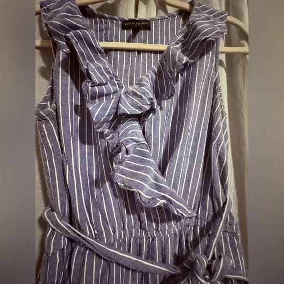 Banana Republic Blue and White Striped Knee-Length Dress Size 6 - Picture 2 of 8